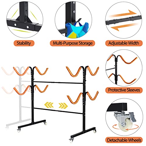 Freestanding Kayak Storage Rack for 2 or 4 Kayaks, Outdoor Heavy Duty Stand C900104
