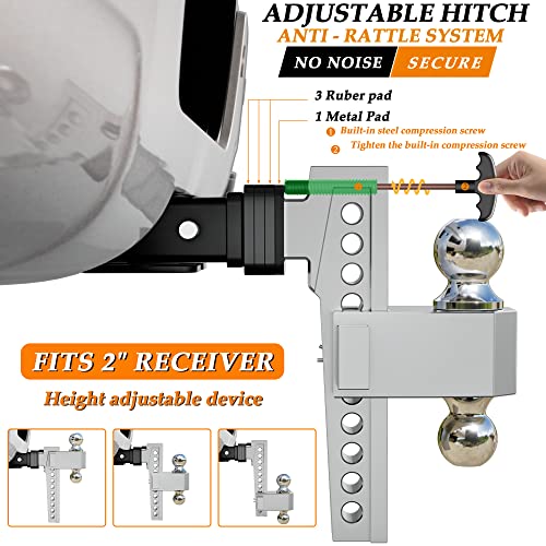 Adjustable Drop Hitch Tri-Ball for 2-Inch Receiver, 8 Inch Drop, 15000 lbs Z649