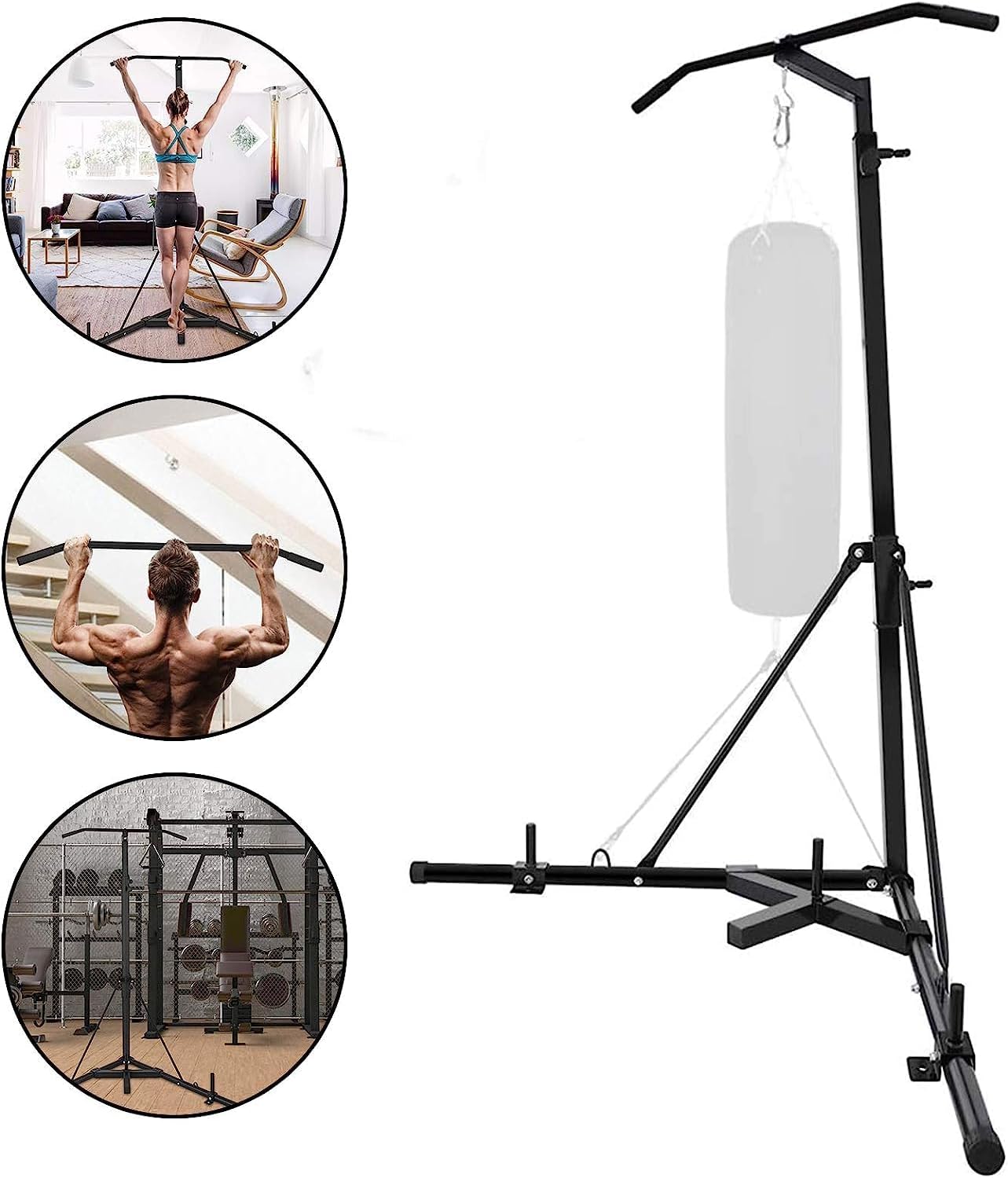 Heavy Bag Stand Folding Boxing Stand with Pull Up Bar for Home Fitness R3272