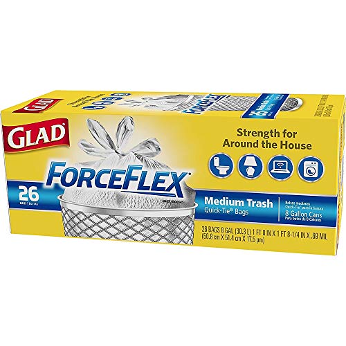 Glad 70403 Force Flex Medium Garbage Bag 8 Gallon 26 Count