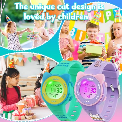 Kids Digital Watch, Waterproof LCD Sports Watch with LED Lights, Stopwatch, Alarm W492667