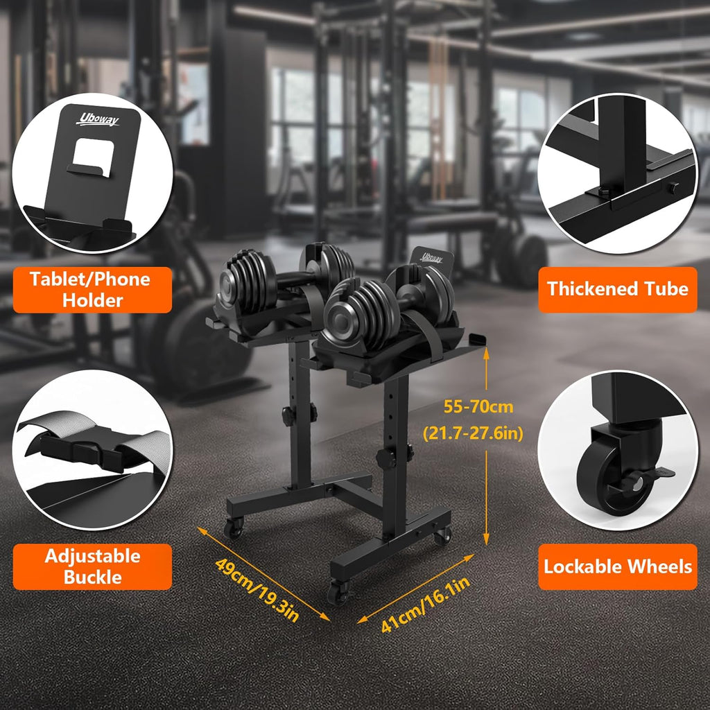 Adjustable Dumbbell Stand with 4-Level Height Rack and Wheels L357872