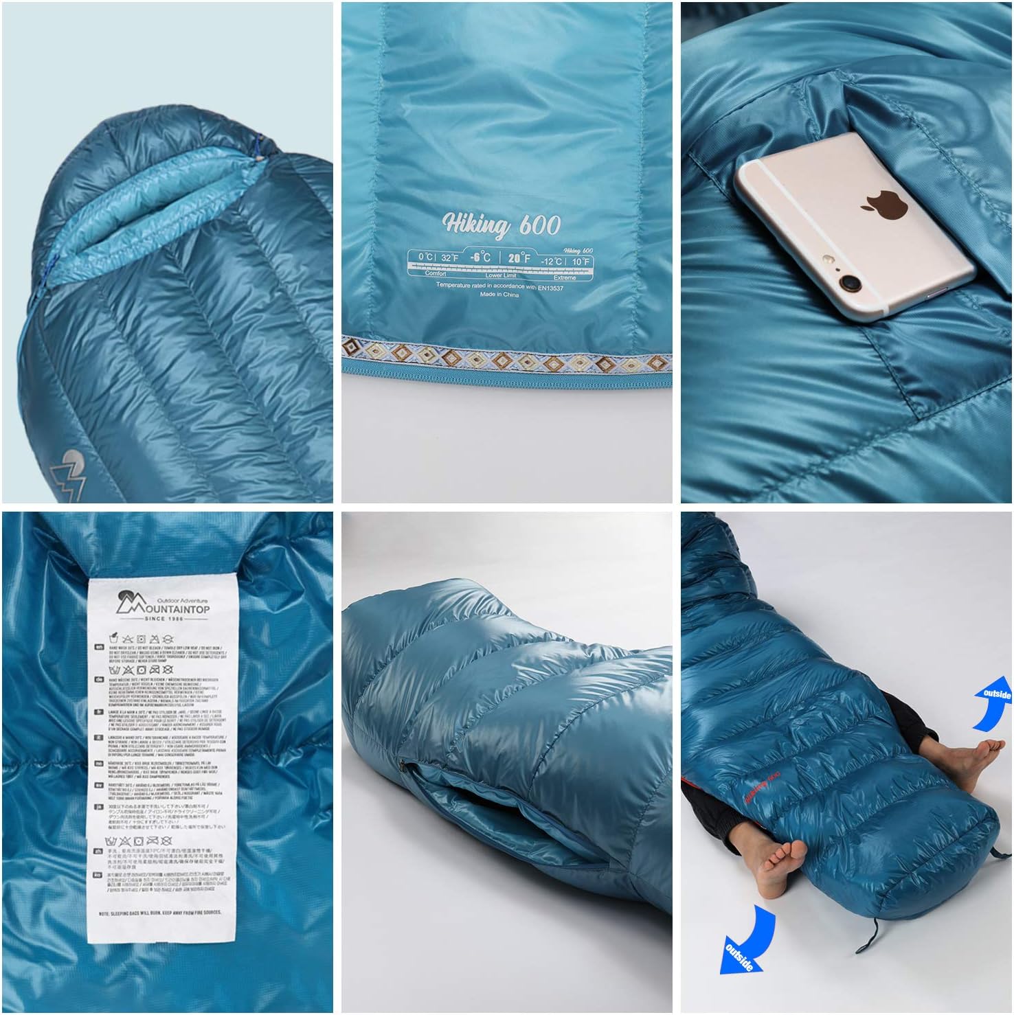 Ultralight Mummy Down Sleeping Bag 32°F for Camping Hiking Z9869