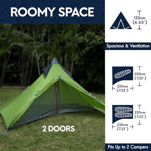 Ultralight Backpacking Tent 1 Person, 3 Season Waterproof Double Layer M1751
