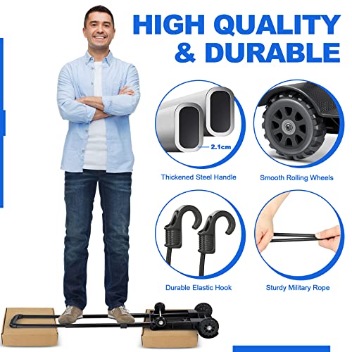 Folding Hand Truck, 360lbs Heavy Duty Utility Cart, Portable Fold Up Dolly G21478