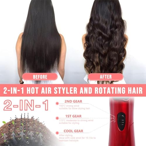 Hot Air Styler and Rotating Hair Dryer Brush with 2 Interchangeable Heads R8577