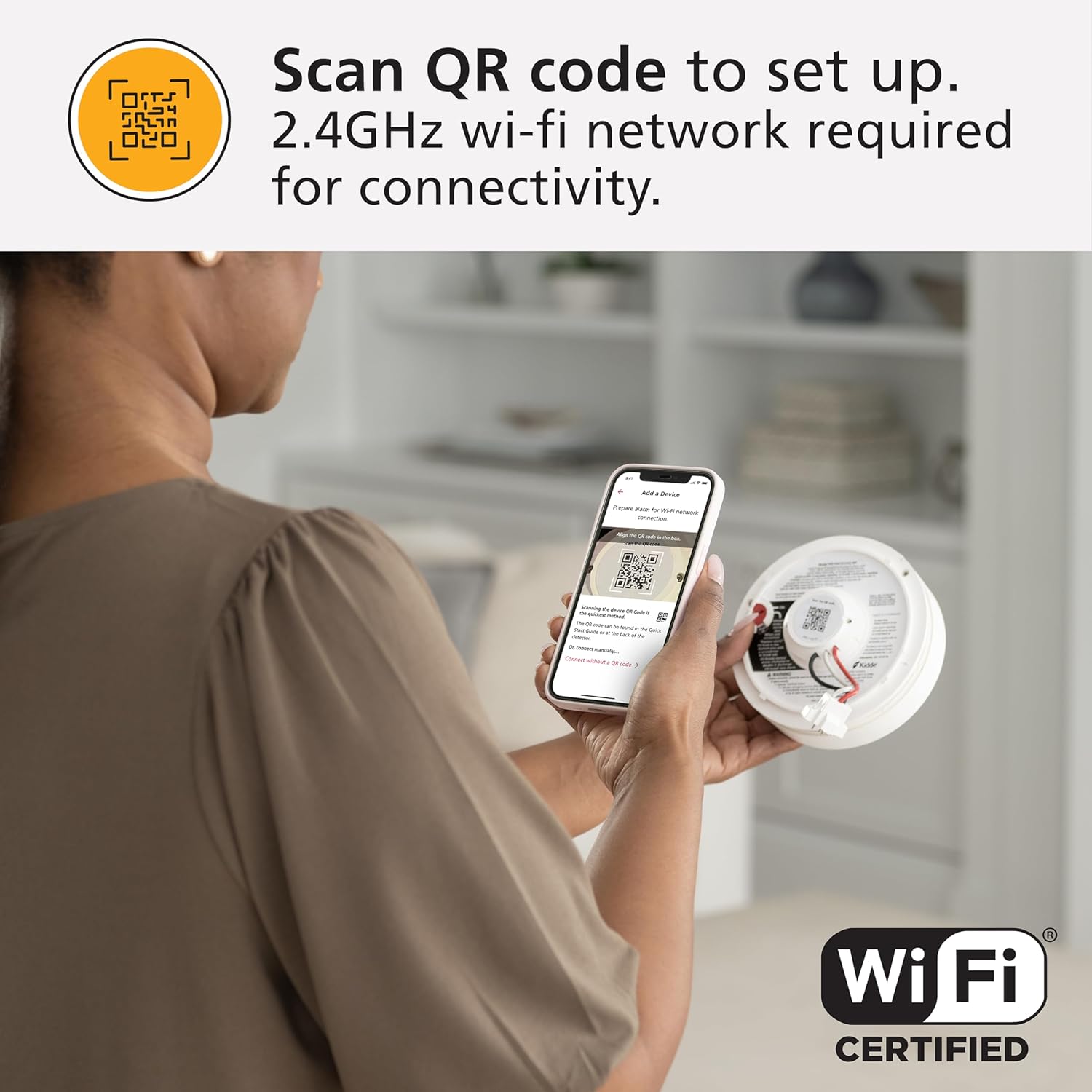 Smart Smoke & Carbon Monoxide Detector with Indoor Air Quality Monitor, WiFi, Hardwired W980813