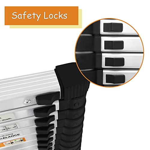 Telescoping Ladder 20.3ft Aluminum Extension Folding Ladder with Anti-Slip Feet T731901