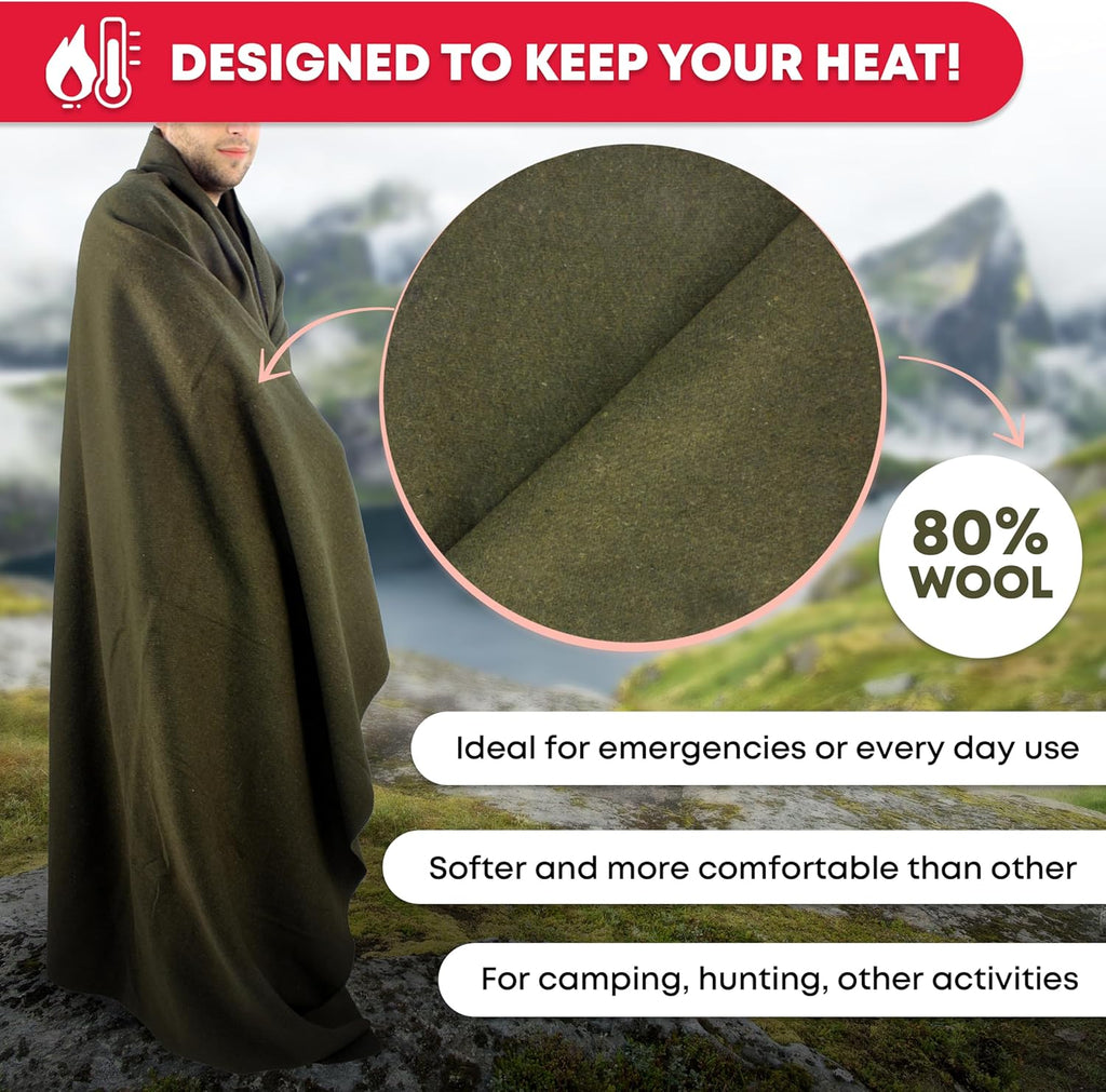 Warm Fire Retardant Wool Blanket, 66" x 90" U43238