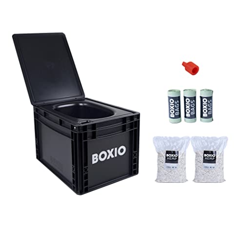 BOXIO Toilet MAX+ Starter Kit, portable camping toilet, composting toilet 15.7" x 11.8" x 11.0", Made in Germany