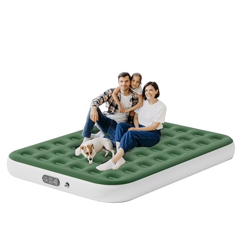Inflatable Mattress Queen with Built-in High Capacity Pump for Adults Fast Blow Up Durable Air Bed for Outdoor & Home Most Comfortable to Sleeping,22'' Queen Size Gray