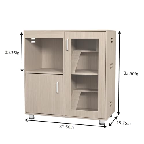 Wooden Hamster Cage with Storage Cabinet, Openable Top, Acrylic Windows F965917
