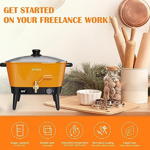 Wax Melter for Candle Making, Electric Non-Stick, 8Qt Capacity with Temperature Control Y714
