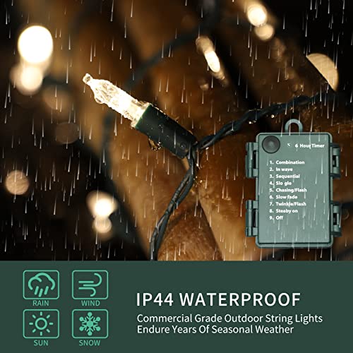 50 LED Outdoor Christmas Lights, 17 FT Battery Operated Mini String Lights with 8 Modes & Timer F29391
