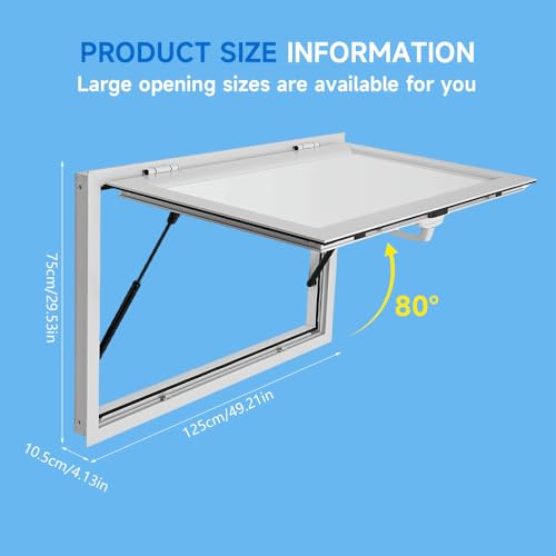 Food Truck Service Window 36" x 36" Aluminum Alloy with Awning Door E16999