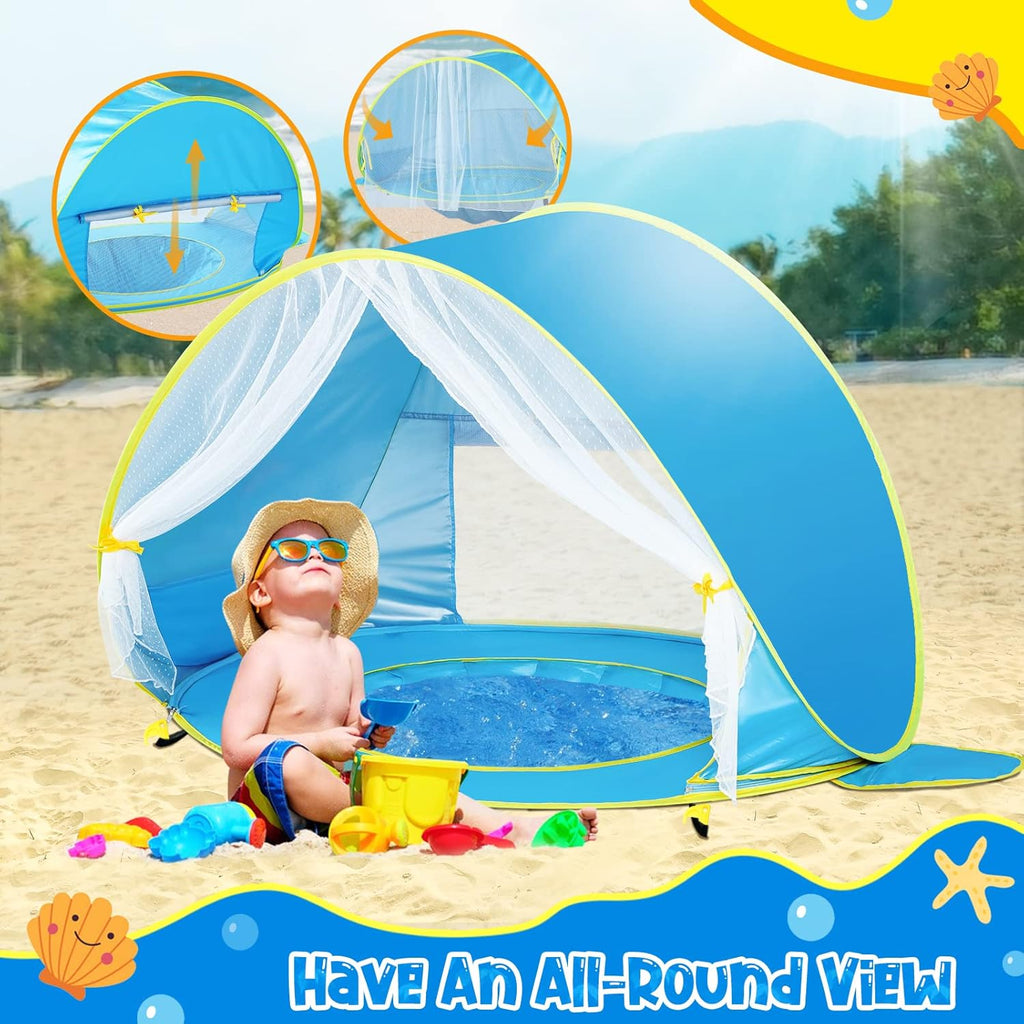 Baby Beach Tent with Canopy, UPF50+ UV Protection, Easy Pop Up Shade Pool for Toddlers S812551