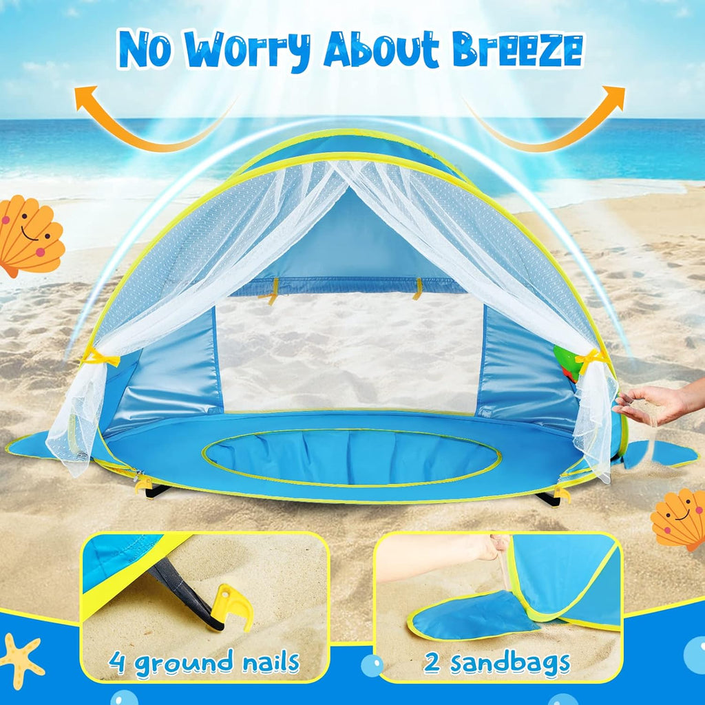 Baby Beach Tent with Canopy, UPF50+ UV Protection, Easy Pop Up Shade Pool for Toddlers S812551