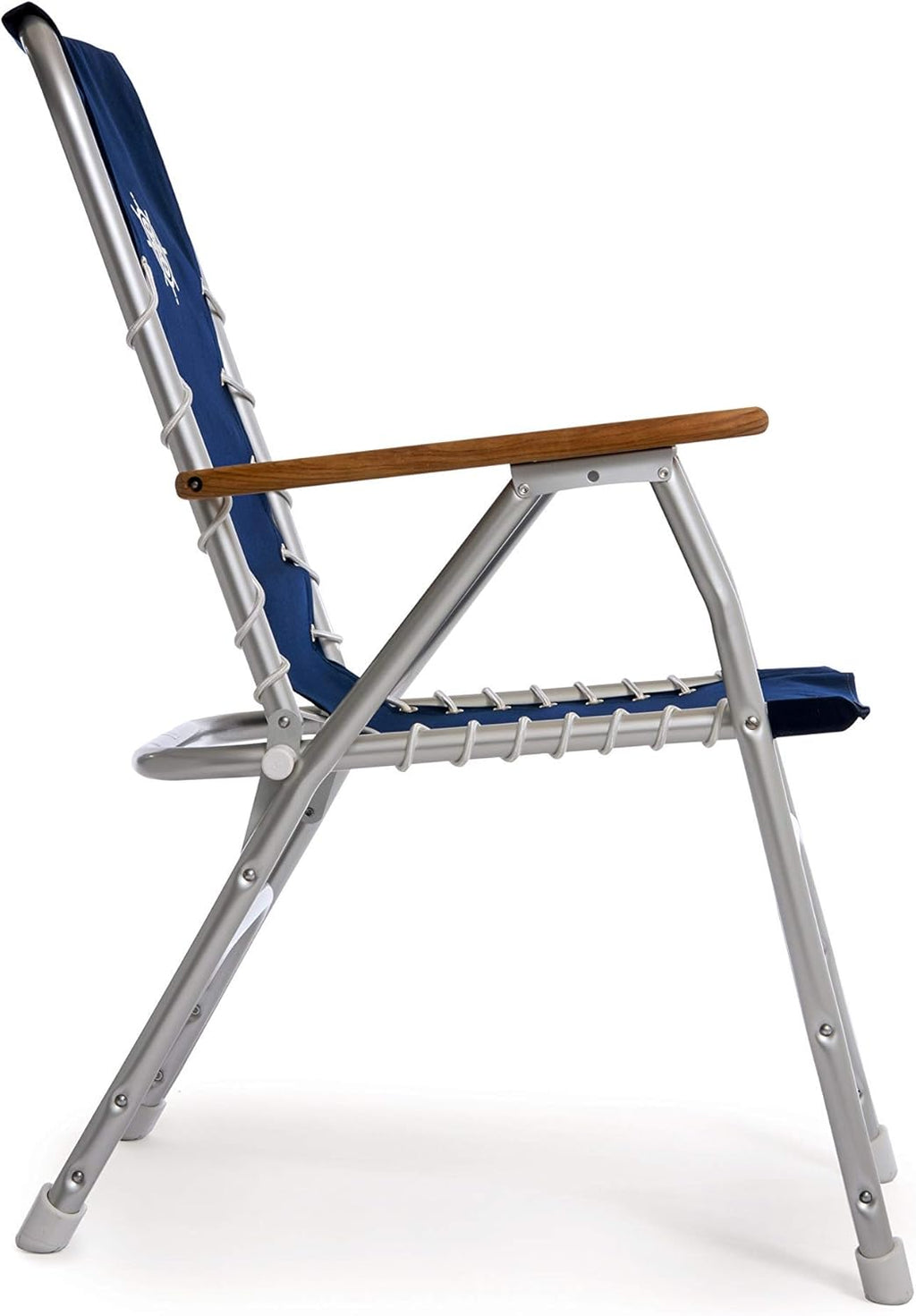 Boat Chairs High Back Blue Deck Folding Aluminum Teak Set of 2 V646954