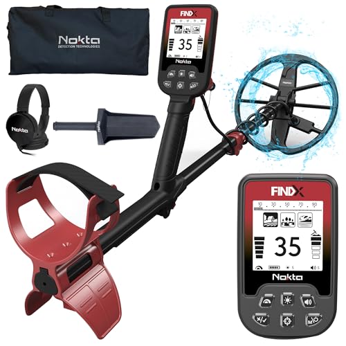 Nokta FINDX PRO Metal Detector for Adults, Professional Fully Waterproof Metal Detector for Gold, Pinpoint, USB Rechargeable, Backlit LCD (Complete Kit with Headphones, Carrying Bag, Premium Digger)