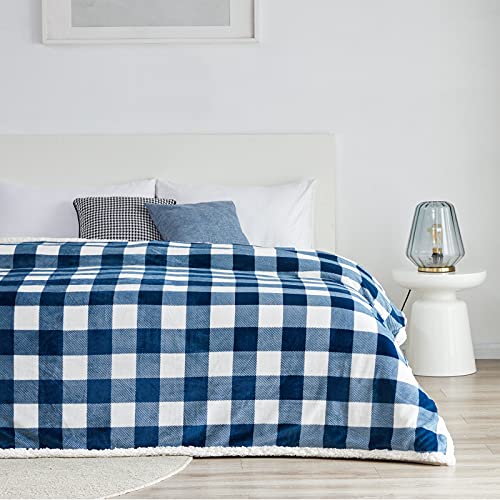 Sherpa Red and Black Buffalo Plaid Christmas Throw Blanket, Soft Cozy Fleece for Couch Bed Sofa A4681