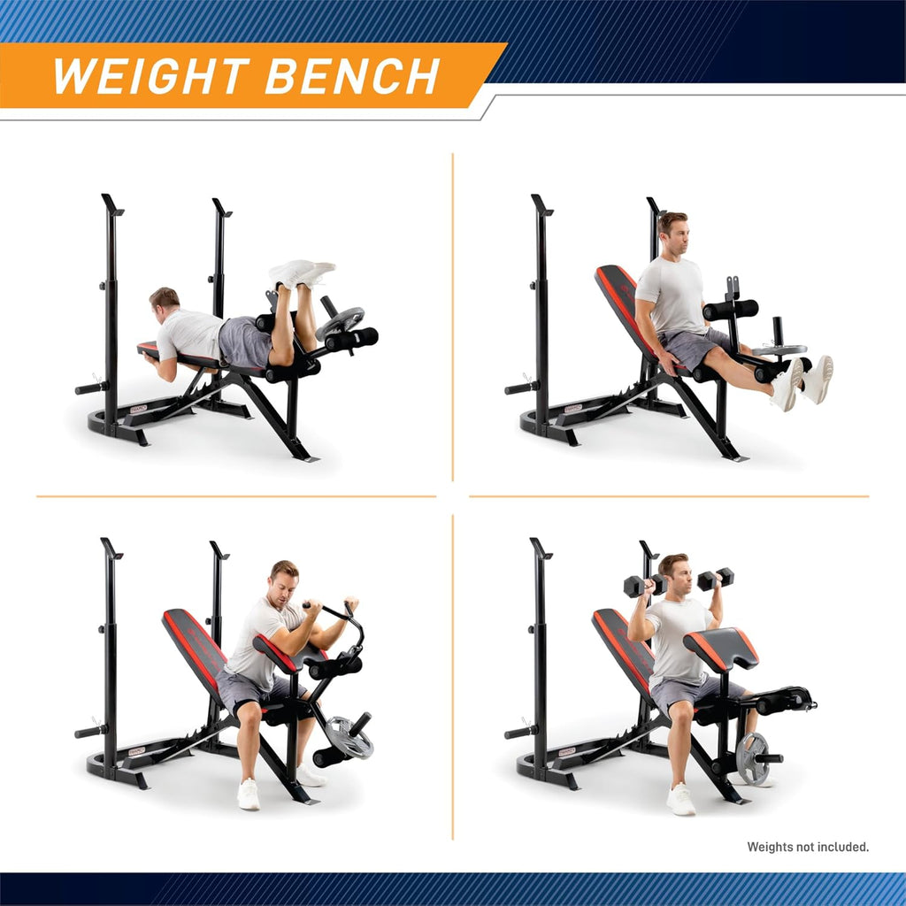Adjustable Olympic Weight Bench with Leg Developer and Squat Rack B25420
