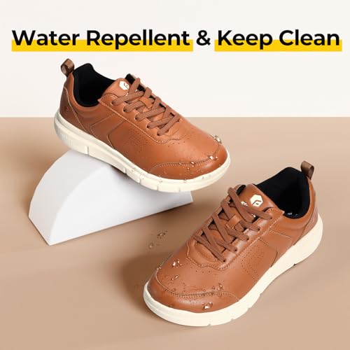 Men's Wide Dress Sneakers Comfortable Leather Walking Shoes P566287