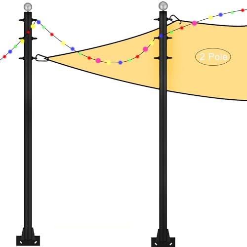 Shade Sail Poles 10FT Outdoor Sun Shade Sail Pole Kit Heavy Duty Steel Post Support Awning Canopy for Deck Patio Outside Backyard(10FT,2pack)
