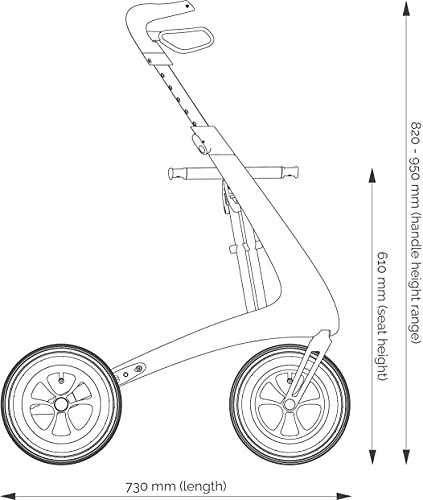 Carbon rollator with big pneumatic wheels, lightweight and foldable with seat N4014