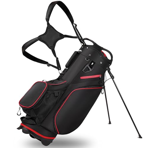 Golf Stand Bag for Men Navy 14 Way Divider Golf Bags, 6LB Lightweight Portable Walking/Riding Bags with Dust Cover, Strap