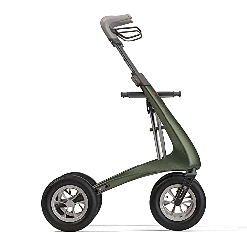 Carbon rollator with big pneumatic wheels, lightweight and foldable with seat N4014