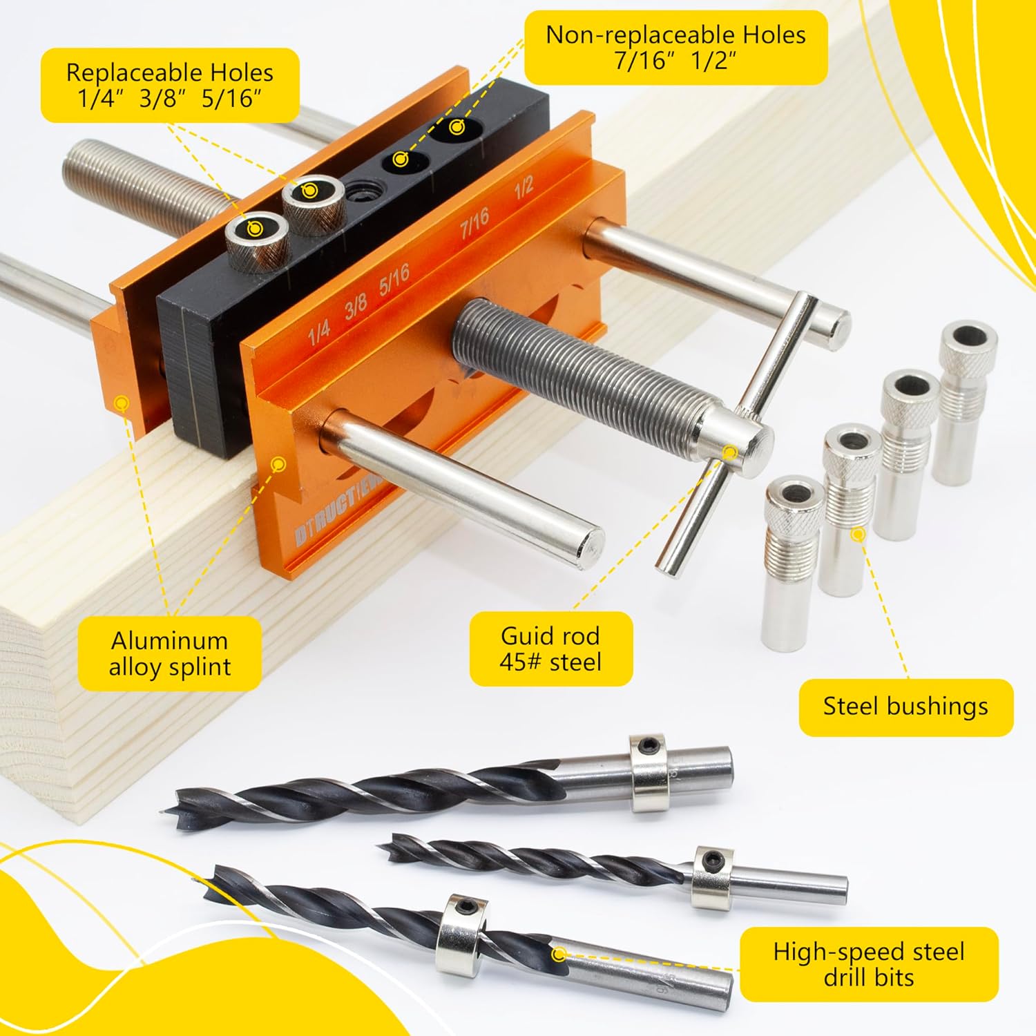 Self Centering Doweling Jig Kit with 6 Drill Guide Bushings G4264