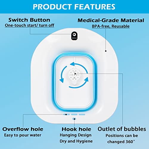 Sitz Bath for Hemorrhoids and Postpartum Care, Collapsible Toilet Seat Tub, Blue T8217