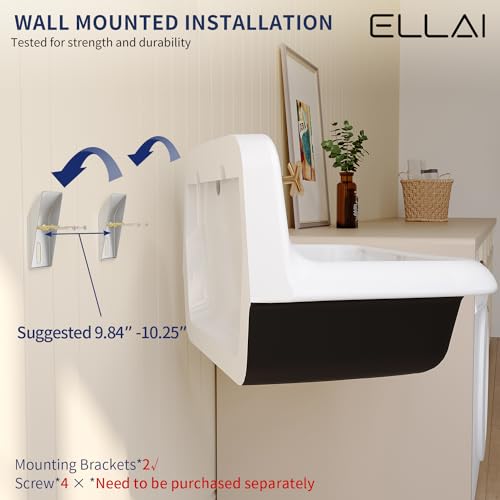 Wall Mounted High Back Porcelain Utility Sink, 24 x 17 x 15 inches X685