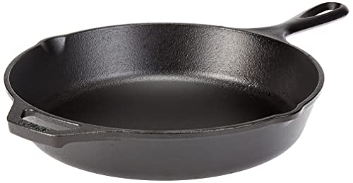 Lodge Seasoned Cast Iron Skillet - 12 Inch Ergonomic Frying Pan with Assist Handle, black