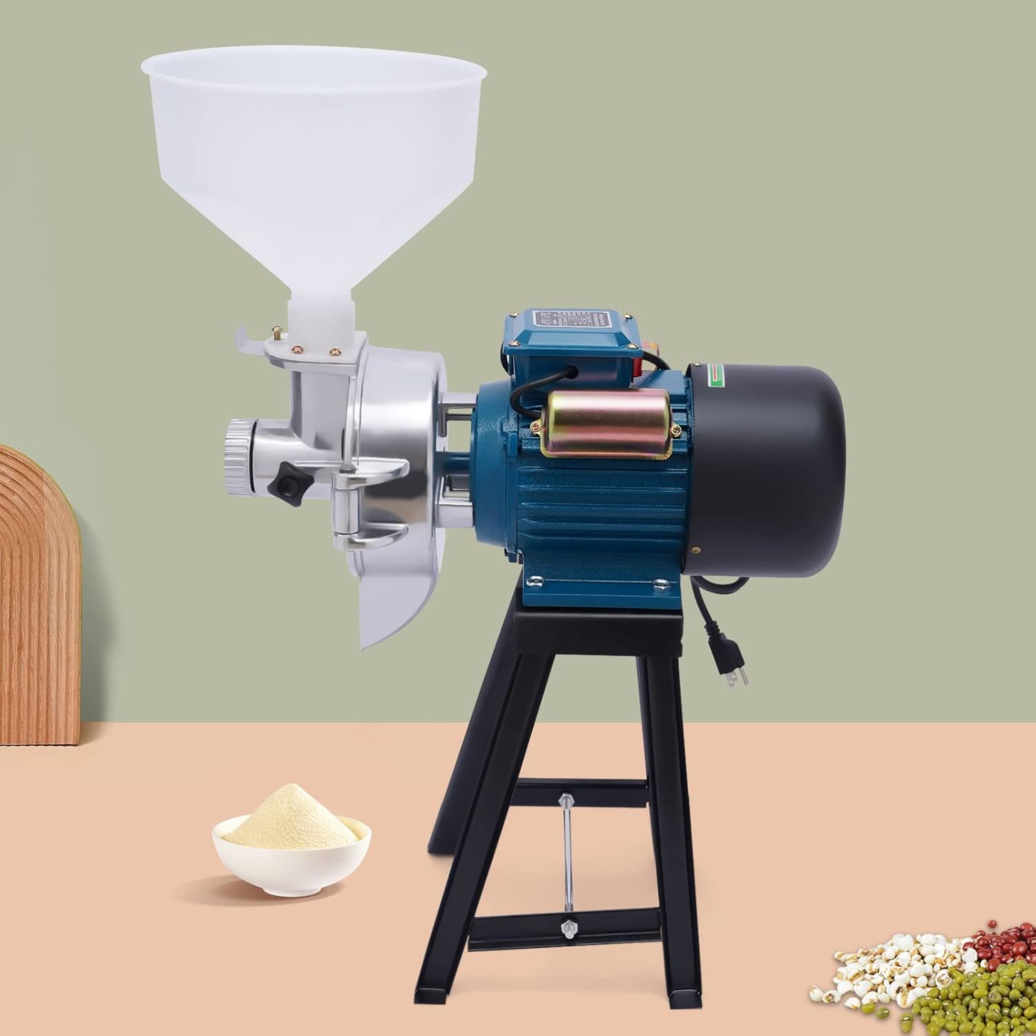 Electric Grain Mill Grinder, 2200W Wet & Dry Cereals, Heavy Duty with Funnel U609697