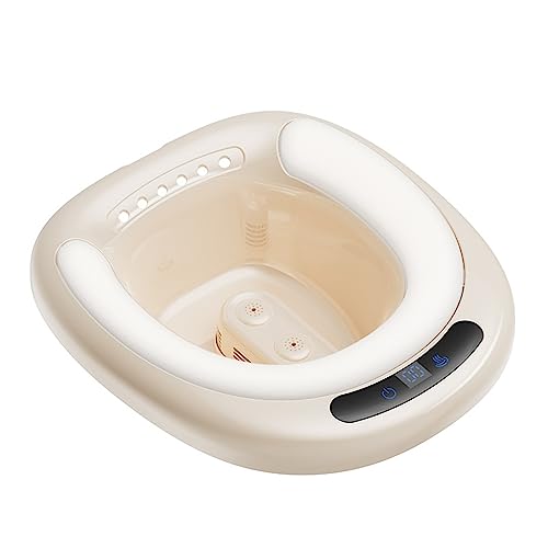 Electric Sitz Bath for Hemorrhoids Sitz Baths Tub for Toilet Seat Sitz Bathtub for Men Women Sits Bath Postpartum Care Kit Soaked Steam Relief of Vaginal/Anal Inflammation,PVC, Light Tan