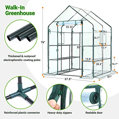 Portable Walk-in Greenhouse with Transparent PVC Cover, 12 Shelves W76383