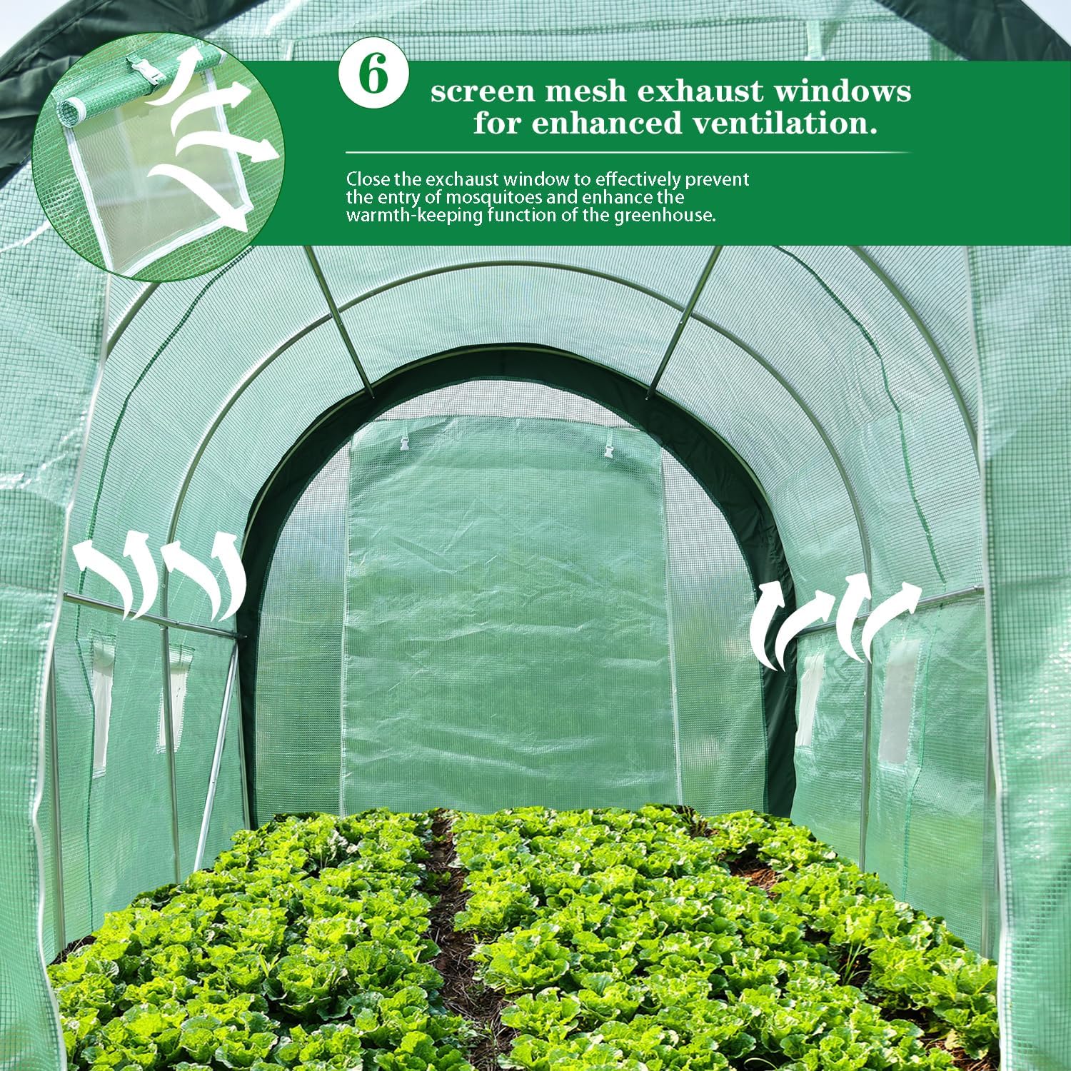 Portable Walk-in Tunnel Greenhouse with 2 Zippered Doors K699