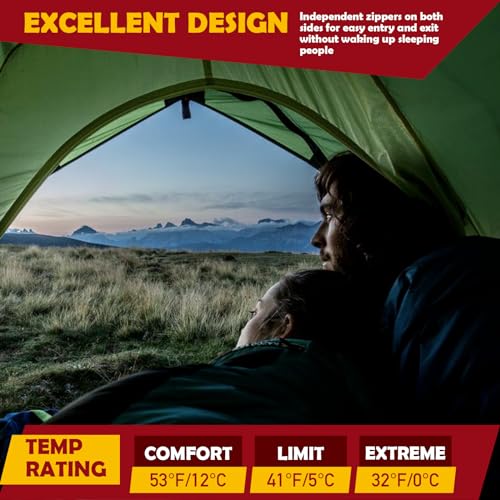 Double Sleeping Bag with Pillow, Extra Large 2 Person Camping Lightweight H88097