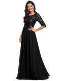 Ever-Pretty Women's Elegant A Line Crew Neck Half Sleeve Sequin Maxi Evening Dress 00683