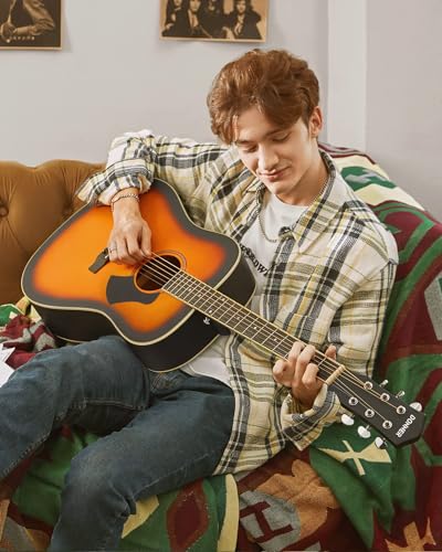 Acoustic Guitar Beginner Kit with Gig Bag, Strap, Tuner, Black T8814