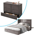 MUZZ Queen Size Cabinet Murphy Bed, Murphy Bed with Foldable Foam Mattress, Space-Saving Cube Murphy Bed with Charging Station and Large Storage Drawer (Grey)