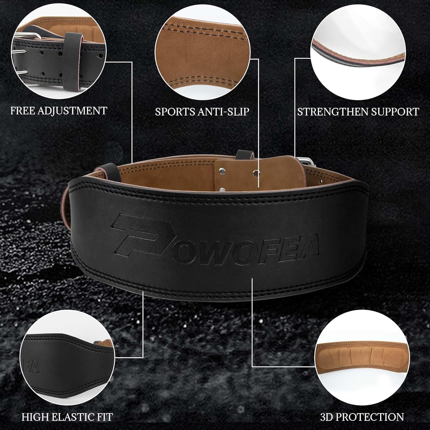 Weight Lifting Belt with Wrist Straps, Adjustable Leather Gym Belt for Squats and Deadlifts O4720