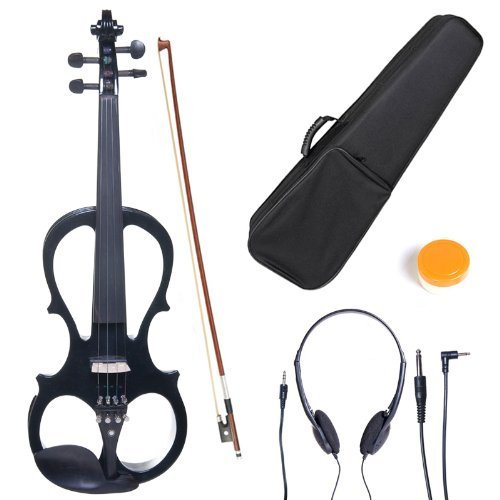 Cecilio Silent Electric Solid Wood Violin with Ebony Fittings, Electric Violin Kit (Full Body - Mahogany)