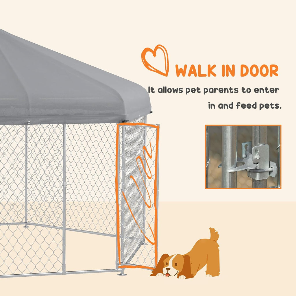 Outdoor Dog Kennel with Waterproof UV Resistant Roof for Medium and Large Dogs K5872