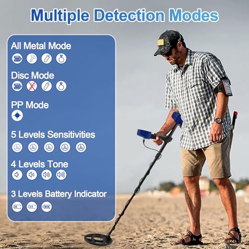 Metal Detector for Adults with 4.3IN Backlight Screen and 10'' Waterproof Coil I149