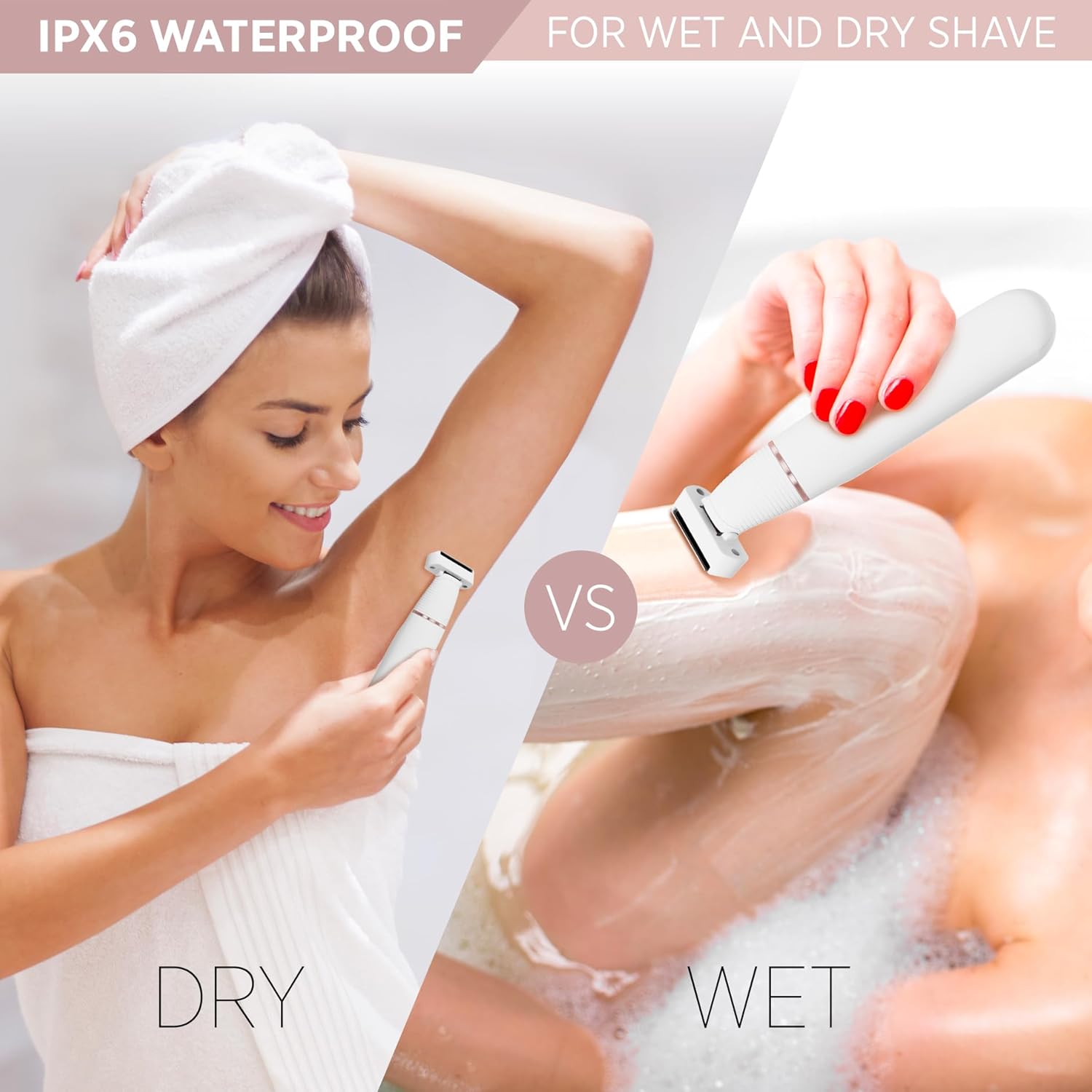 Bikini Trimmer for Women, 2-in-1 Rechargeable Waterproof Razor D82841