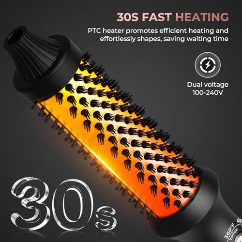 Rotating Hot Air Styler Brush, 3 Heat Settings, 2-in-1 Curl & Straighten D158