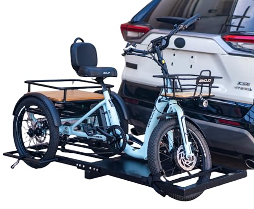 EMOJO Hitch Rack for All Fat Tires Electric Trike Steel Alloy Trailer Tricycle Hitch Rack Carrier for 2 Inch Receiver Hitch of Car SUV