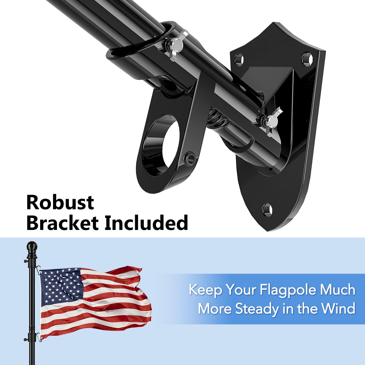 6FT Metal Flag Pole for Outside House with Bracket, Black F383353